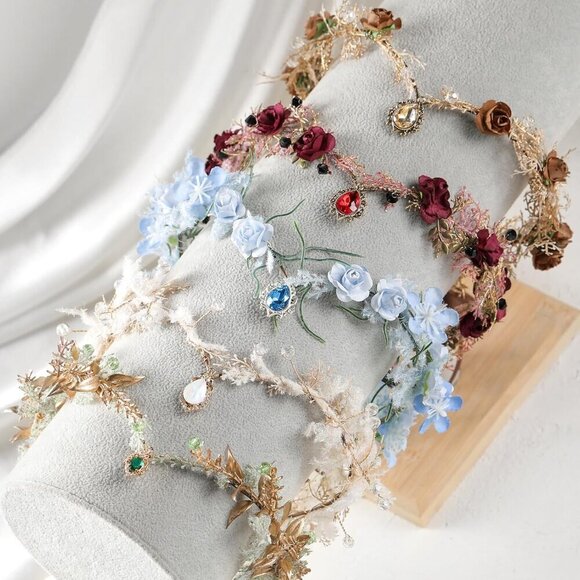 Fairy Flower Crown Womens Woodland Elf Costume Jewelry Cosplay Accessory main image 5
